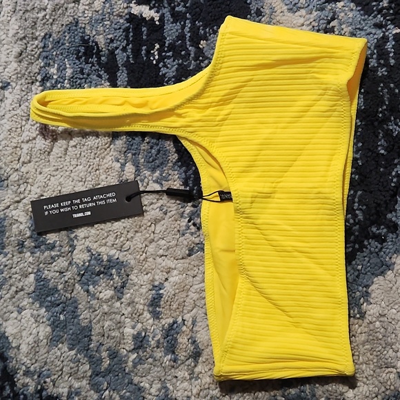 Yellow rib half shoulder bathing suit top - Picture 3 of 3